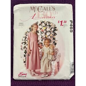McCalls 465 sewing pattern girls dress dress for 18" doll